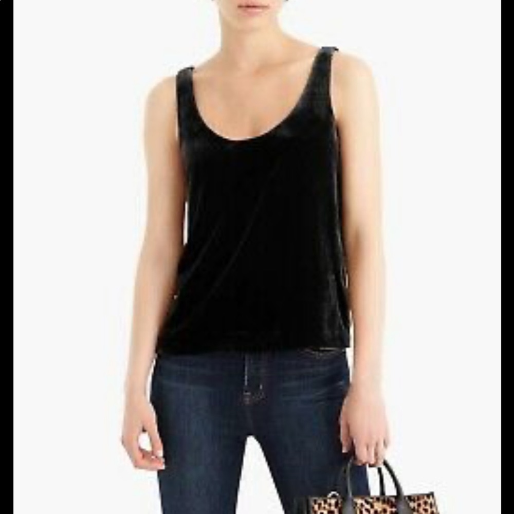 NWT J.Crew Black Silk Blend Velvet Tank Top XL